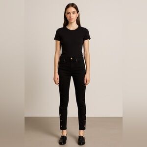 👖 7 For All Mankind Black Skinny Jeans with Button Detail Size 24 AA15